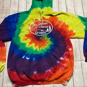 Tie Dye Sweet Home Smiley Face Oregon Hoodie